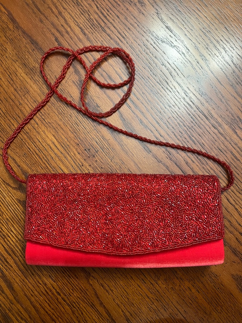 vintage, clean beaded bag, evening clutch, formal bag, wedding guest, red clutch
